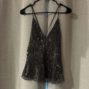 Express Black Sequin Tank Top